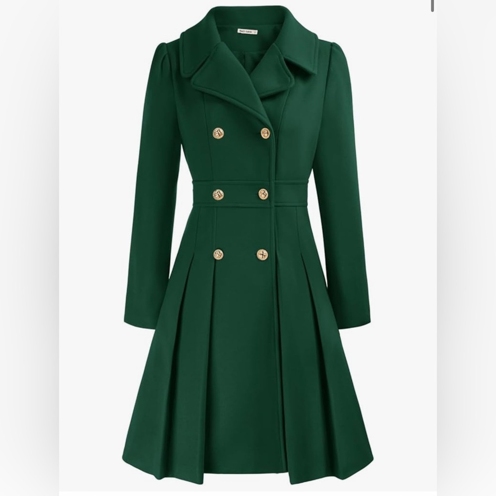 Elegant Green Double-Breasted Dress